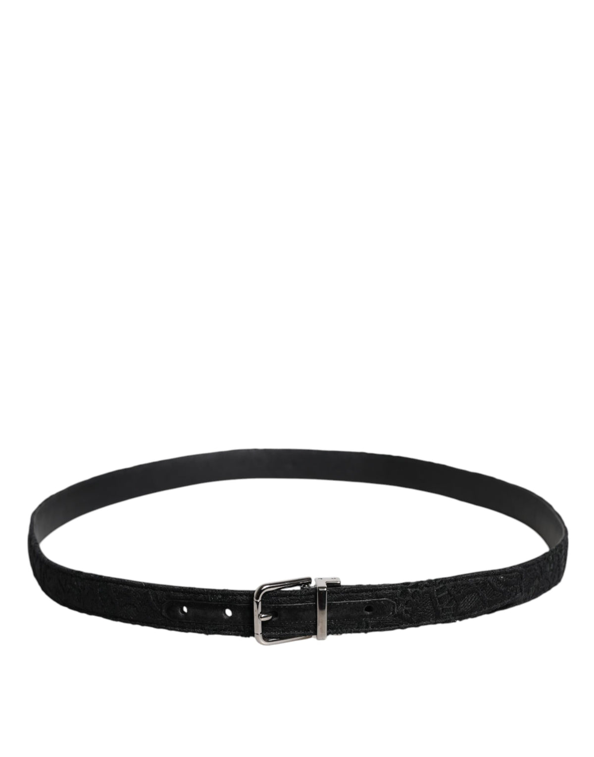 Ceinture Dolce &amp; Gabbana en coton mélangé noir avec boucle en métal argenté