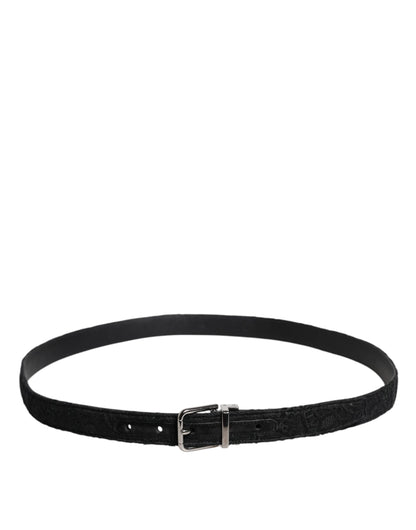 Dolce & Gabbana zwarte riem met zilveren metalen gesp van katoenmix