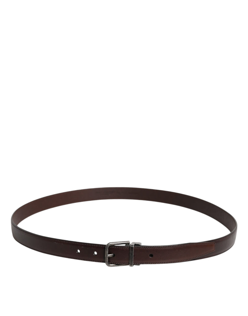Dolce &amp; Gabbana Bruine Leren Zilveren Metalen Gesp Riem