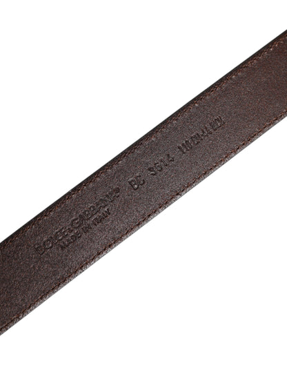 Ceinture Dolce & Gabbana en cuir marron avec boucle en métal argenté