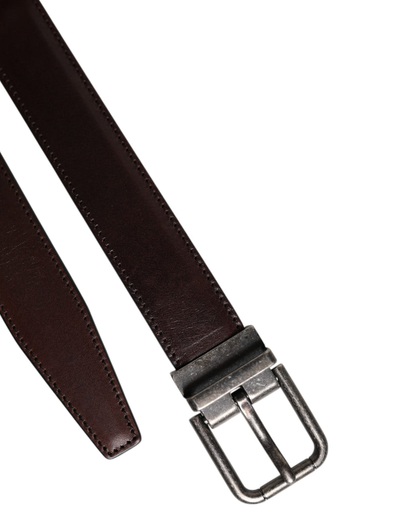Dolce &amp; Gabbana Bruine Leren Zilveren Metalen Gesp Riem