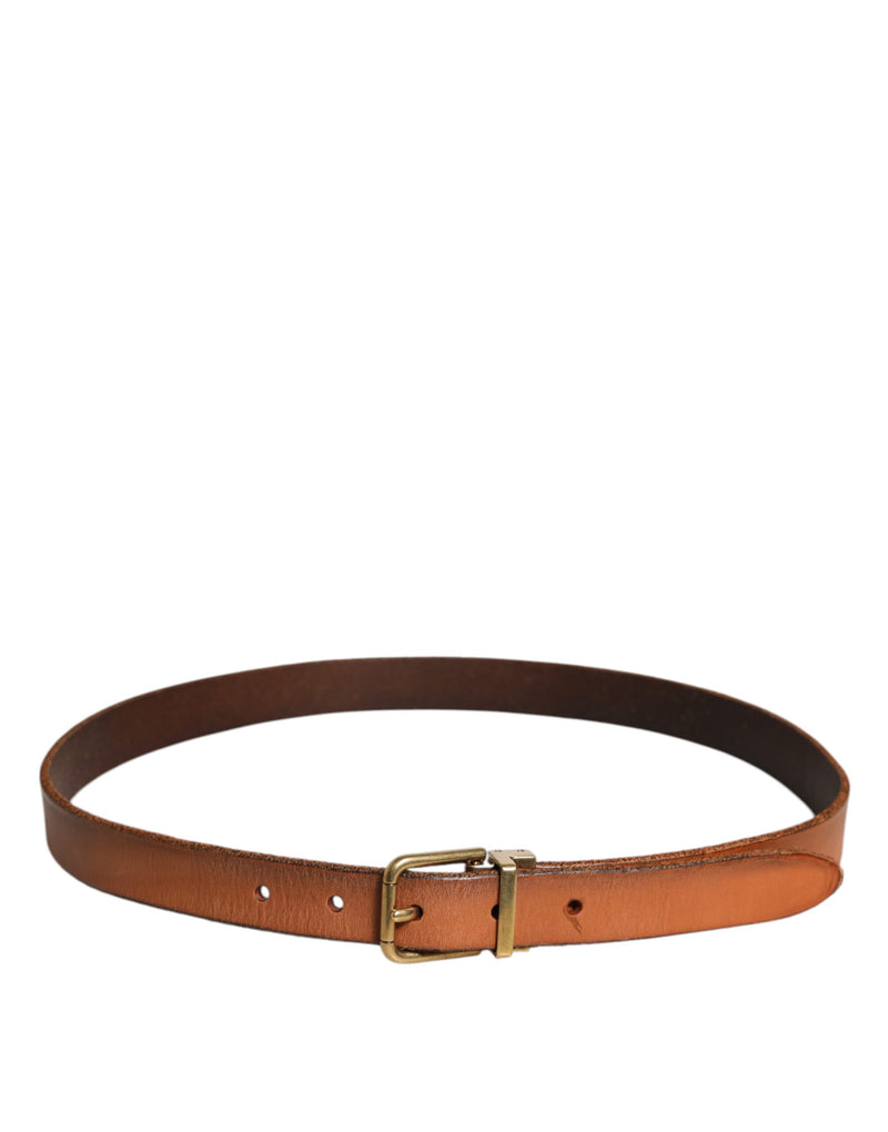 Ceinture Dolce &amp; Gabbana en cuir marron avec boucle en métal doré