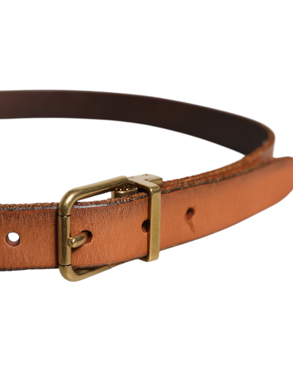 Ceinture Dolce &amp; Gabbana en cuir marron avec boucle en métal doré