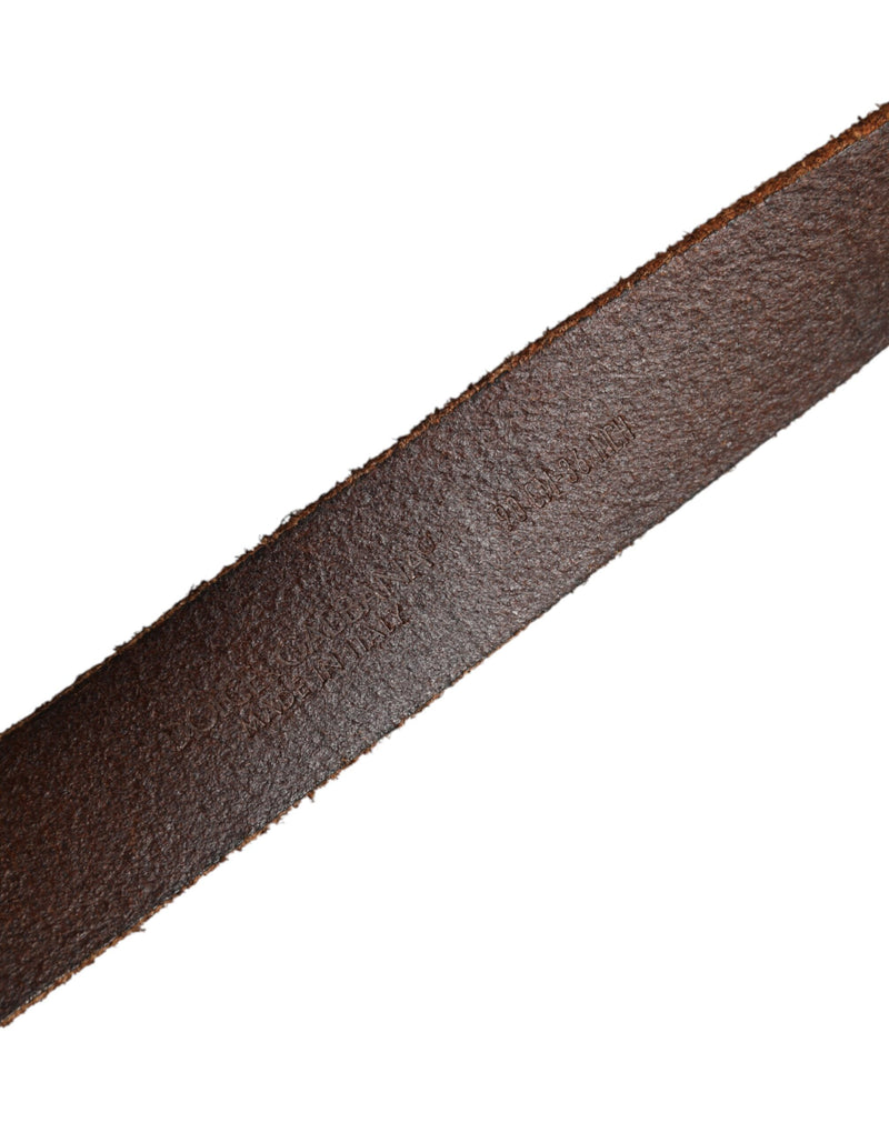 Ceinture Dolce &amp; Gabbana en cuir marron avec boucle en métal doré