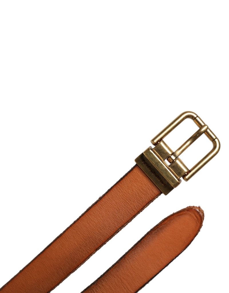 Ceinture Dolce &amp; Gabbana en cuir marron avec boucle en métal doré