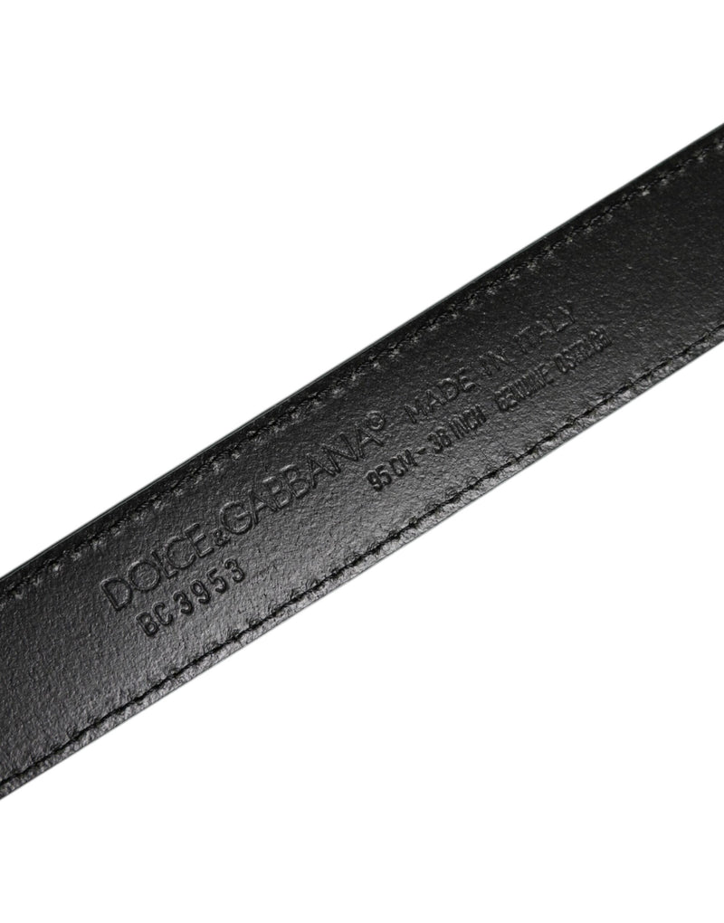 Dolce &amp; Gabbana Groene Leren Zilverkleurige Metalen Gesp Riem