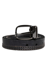Ceinture Dolce &amp; Gabbana en cuir noir avec boucle en métal argenté