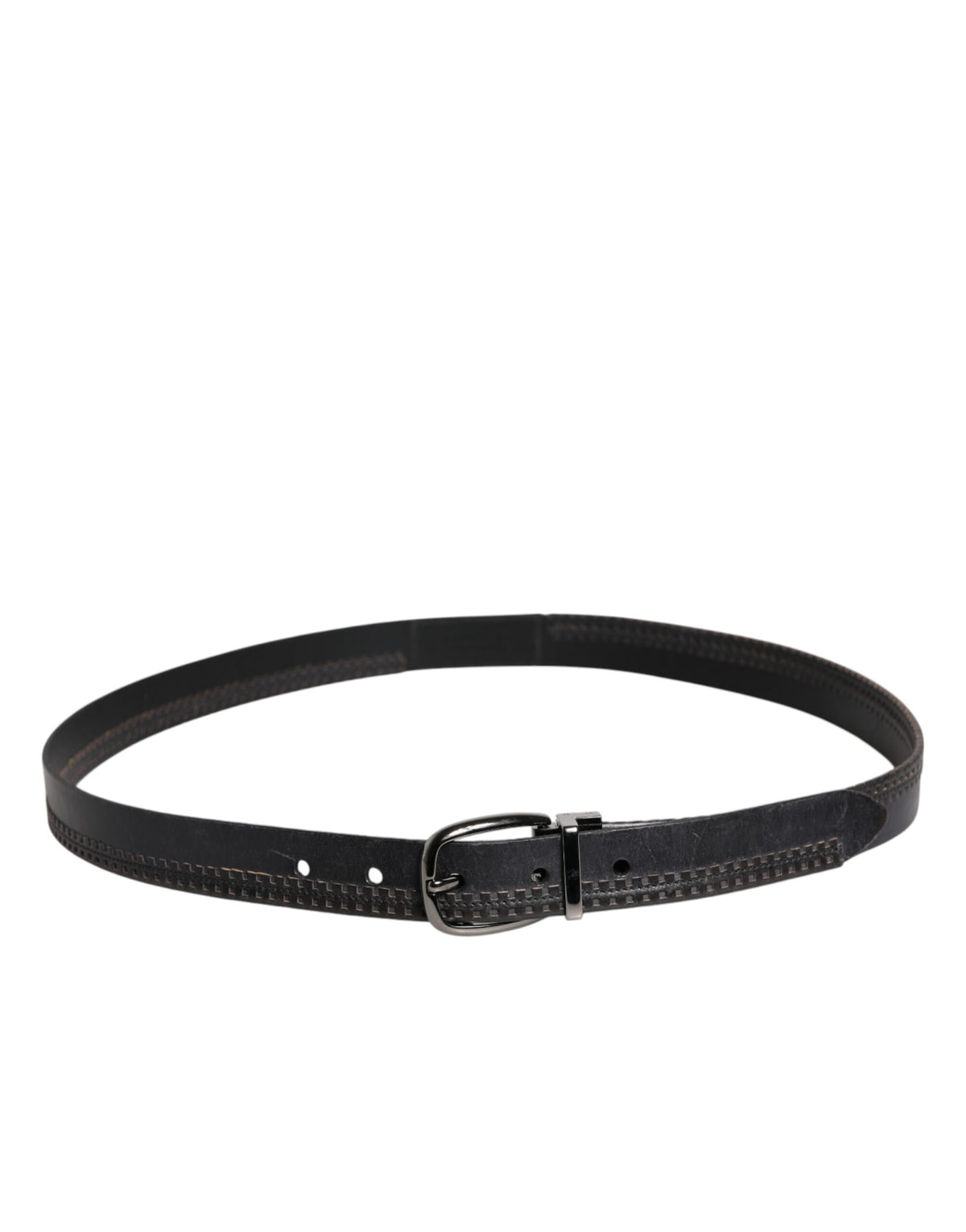 Ceinture Dolce &amp; Gabbana en cuir noir avec boucle en métal argenté