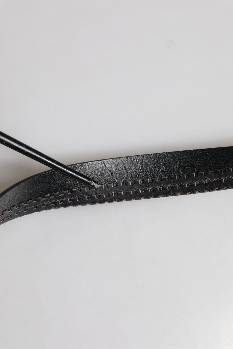 Ceinture Dolce &amp; Gabbana en cuir noir avec boucle en métal argenté