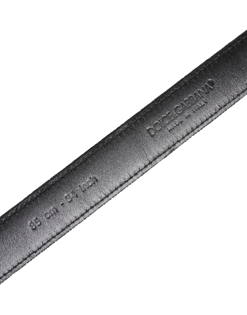 Ceinture classique en cuir noir avec boucle en métal Dolce &amp; Gabbana