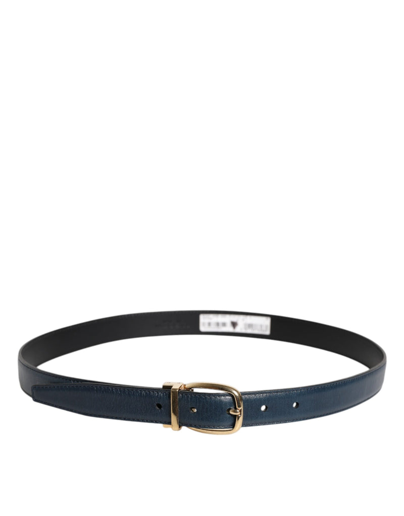 Ceinture classique en cuir bleu Dolce &amp; Gabbana avec boucle en métal