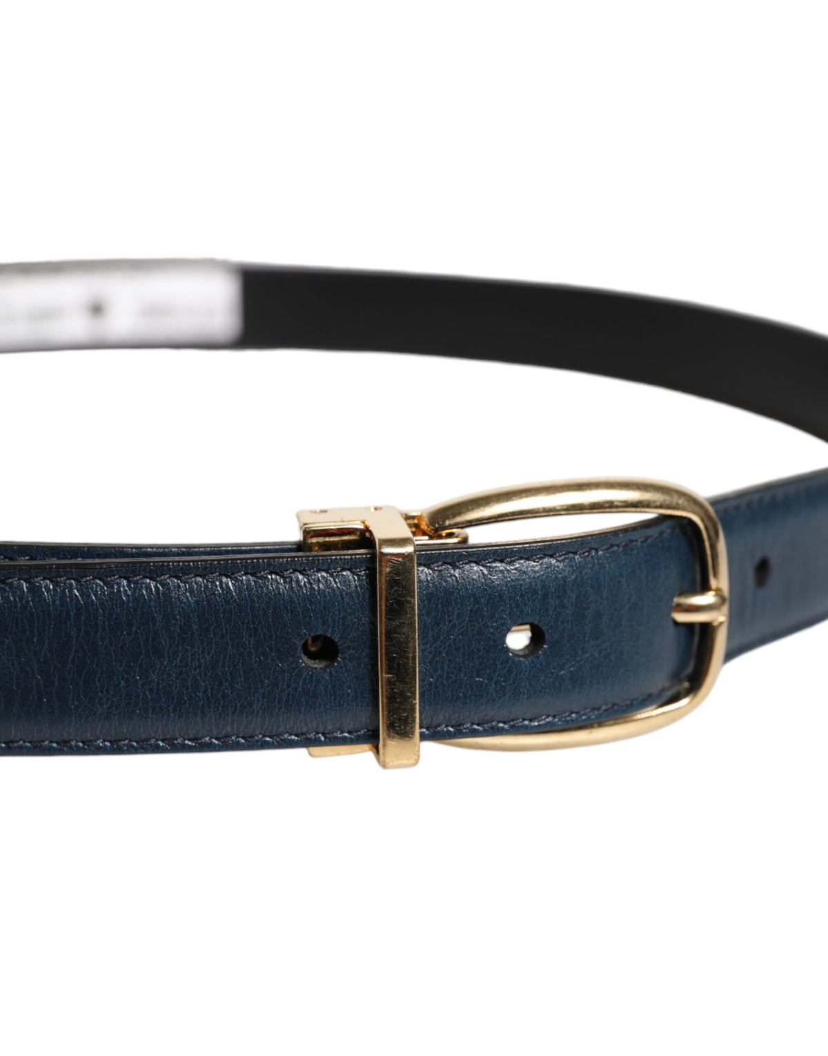 Ceinture classique en cuir bleu Dolce &amp; Gabbana avec boucle en métal