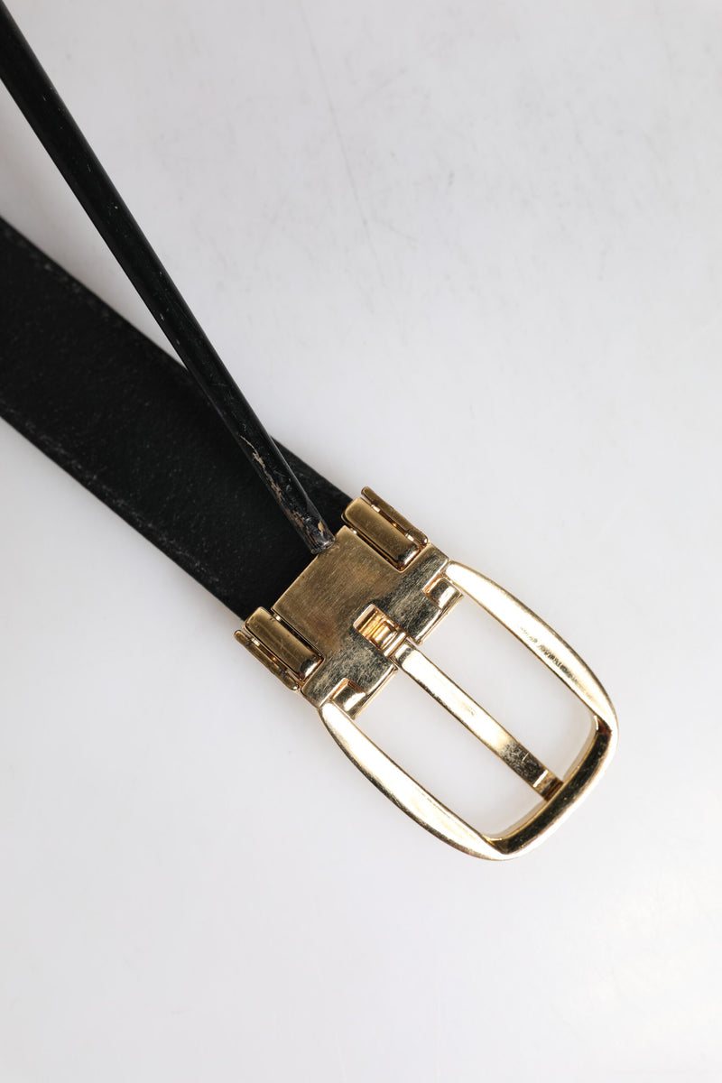 Ceinture classique en cuir bleu Dolce &amp; Gabbana avec boucle en métal