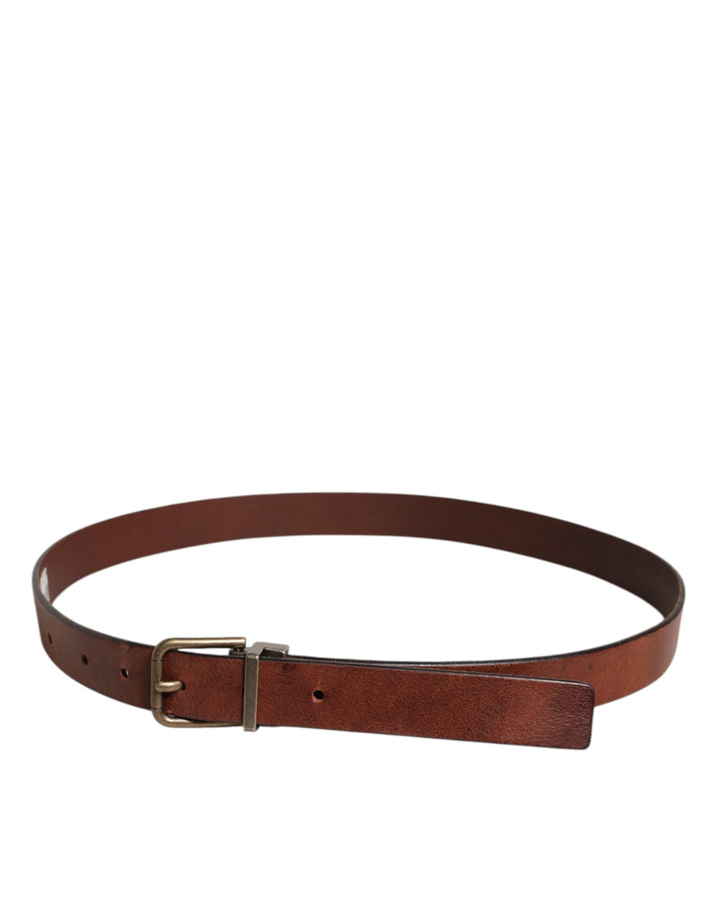 Ceinture classique Dolce &amp; Gabbana en cuir marron avec boucle en métal