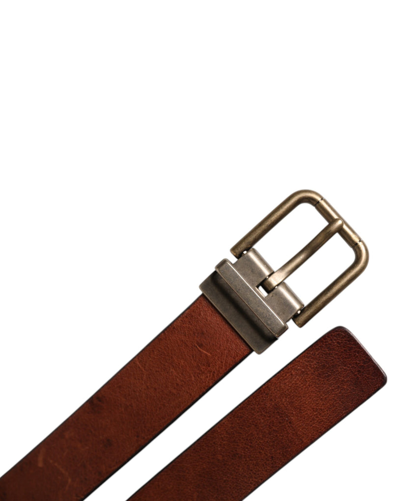 Ceinture classique Dolce &amp; Gabbana en cuir marron avec boucle en métal