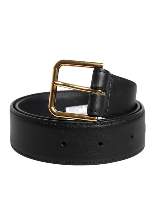 Dolce & Gabbana Ceinture Classique en Cuir Noir avec Boucle Métallique