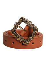 Ceinture Dolce &amp; Gabbana en cuir marron avec boucle baroque en métal doré