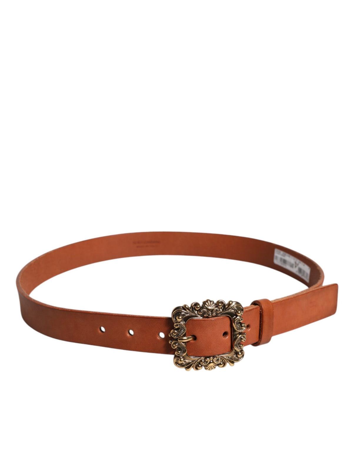Ceinture Dolce &amp; Gabbana en cuir marron avec boucle baroque en métal doré