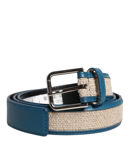 Dolce &amp; Gabbana Blauwbeige leren riem met metalen gesp