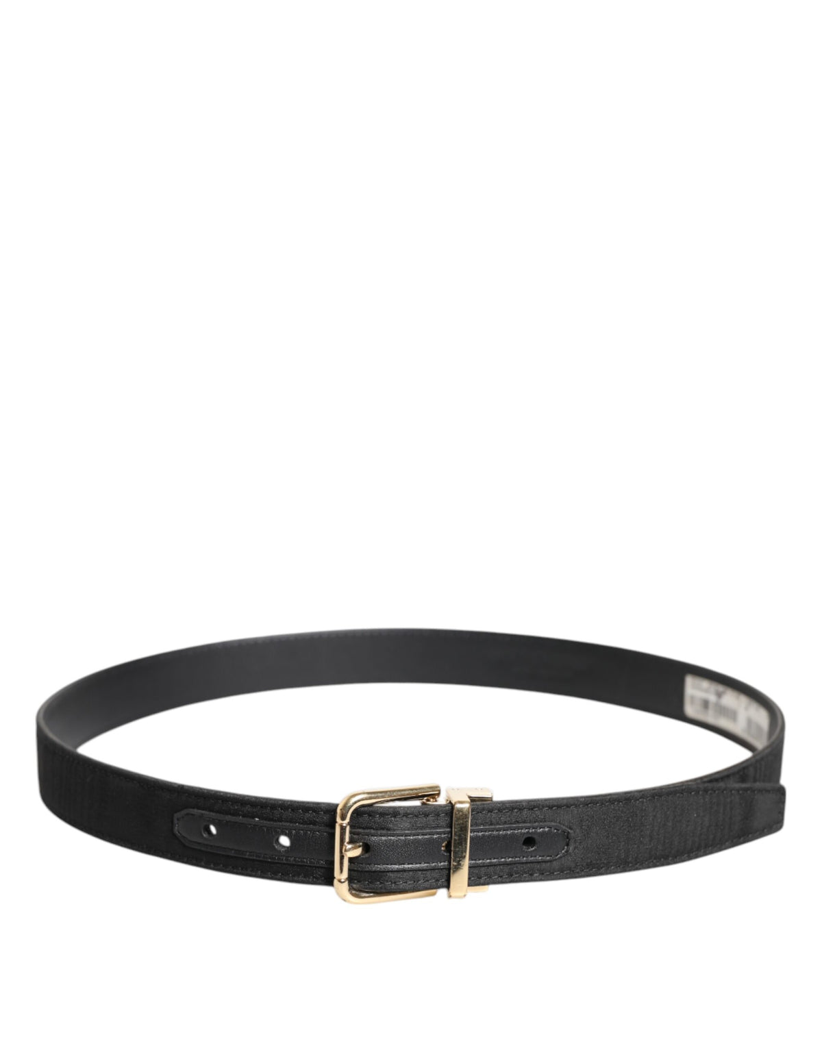 Ceinture classique noire à boucle logo en métal doré Dolce &amp; Gabbana