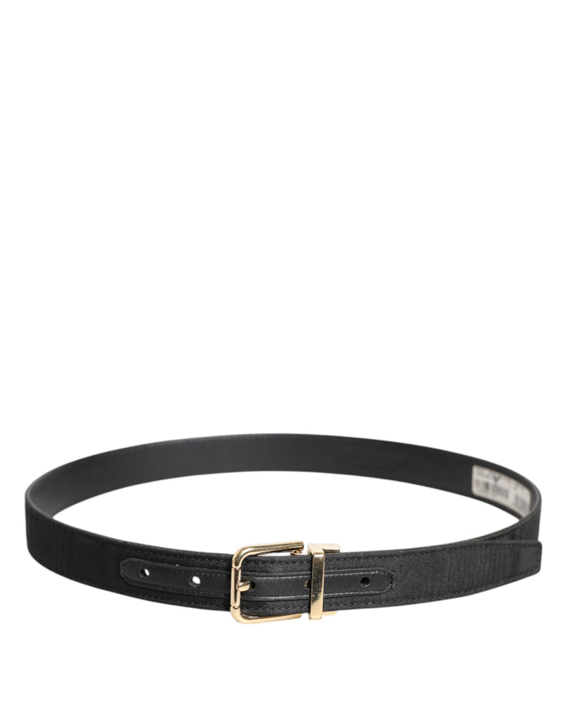 Ceinture classique noire à boucle logo en métal doré Dolce &amp; Gabbana