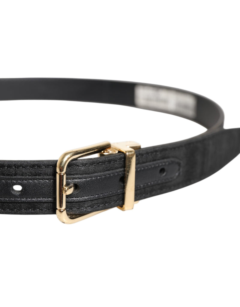 Ceinture classique noire à boucle logo en métal doré Dolce &amp; Gabbana