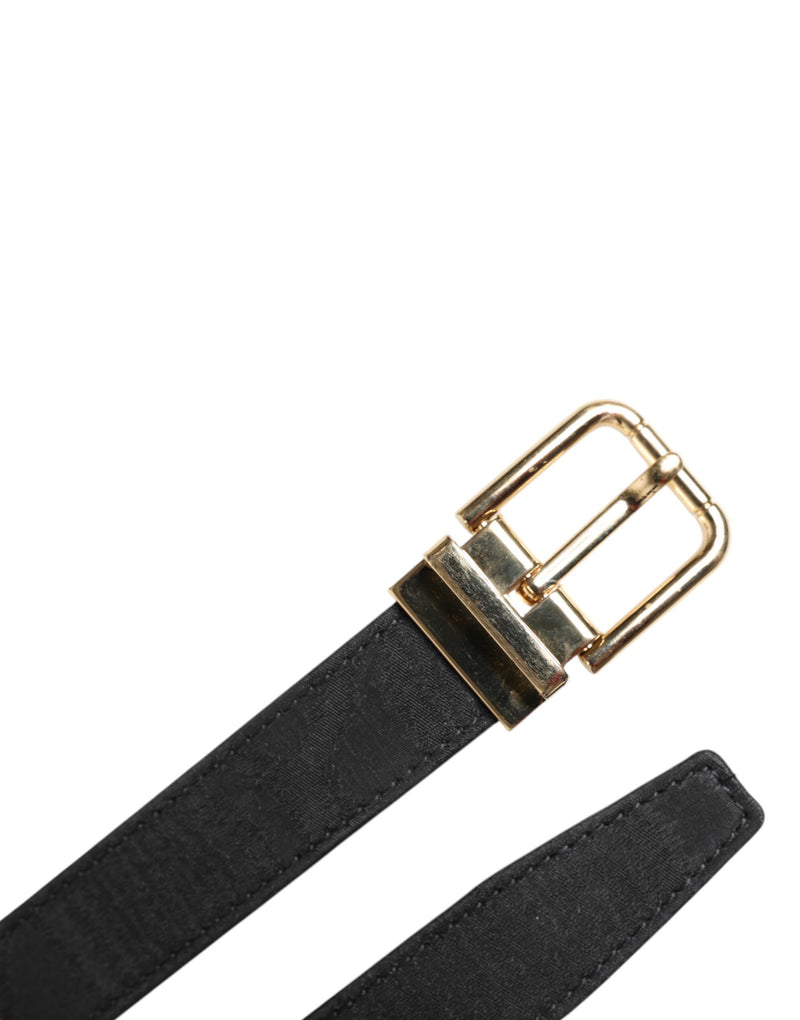 Ceinture classique noire à boucle logo en métal doré Dolce &amp; Gabbana