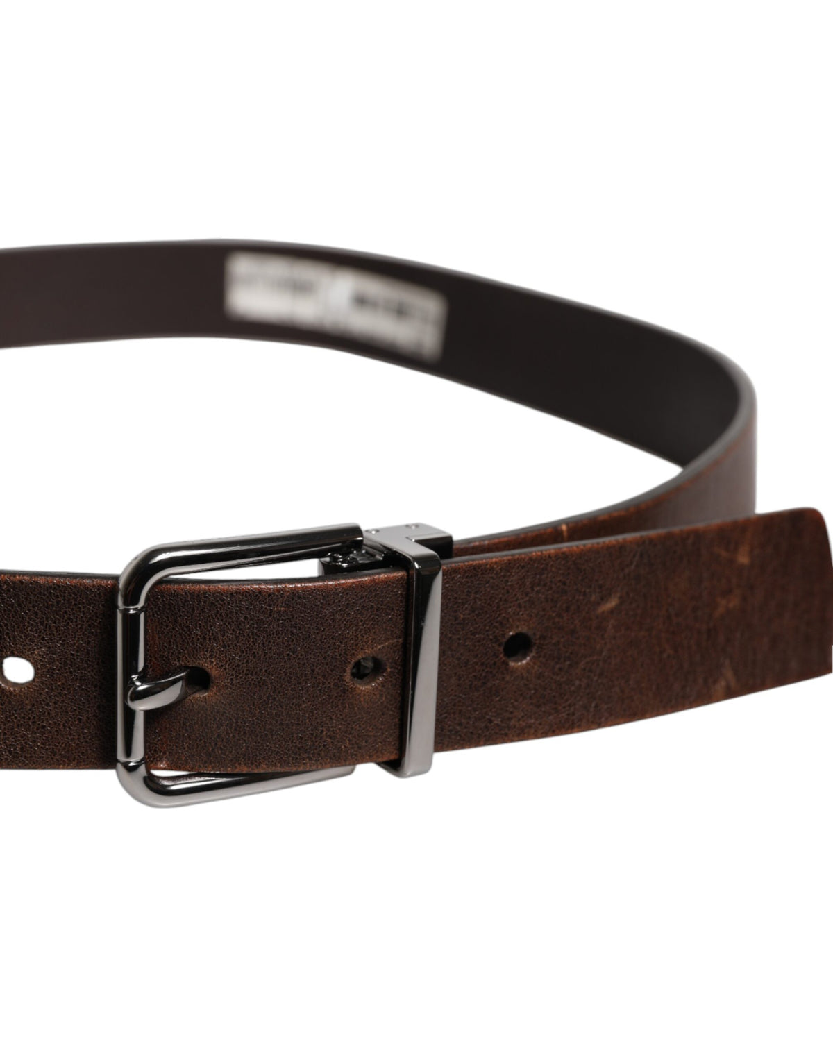 Ceinture classique en cuir marron Dolce &amp; Gabbana avec boucle en métal et logo