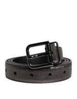 Ceinture classique en cuir noir Dolce &amp; Gabbana avec boucle en métal et logo