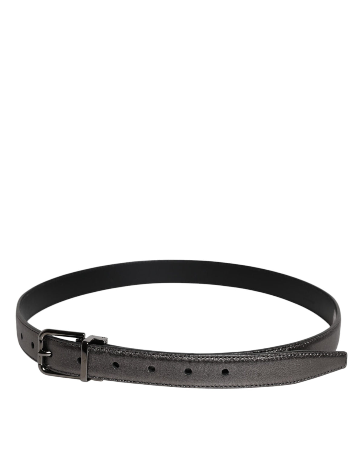 Ceinture classique en cuir noir Dolce &amp; Gabbana avec boucle en métal et logo