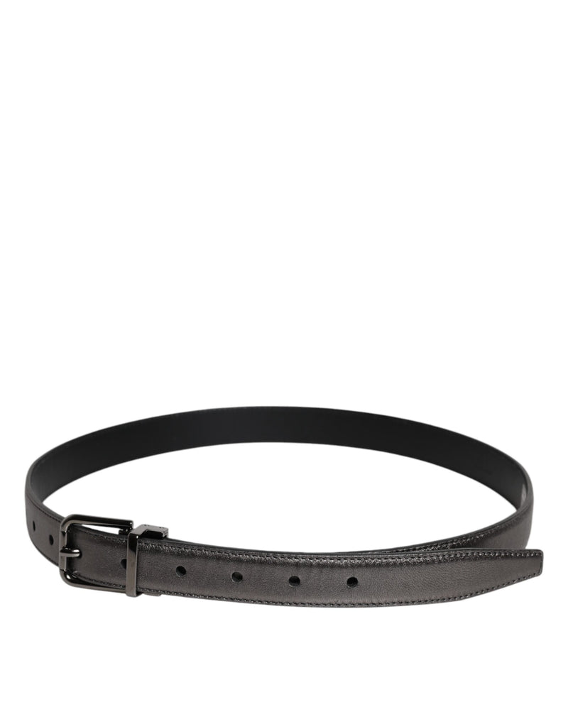 Ceinture classique en cuir noir Dolce &amp; Gabbana avec boucle en métal et logo