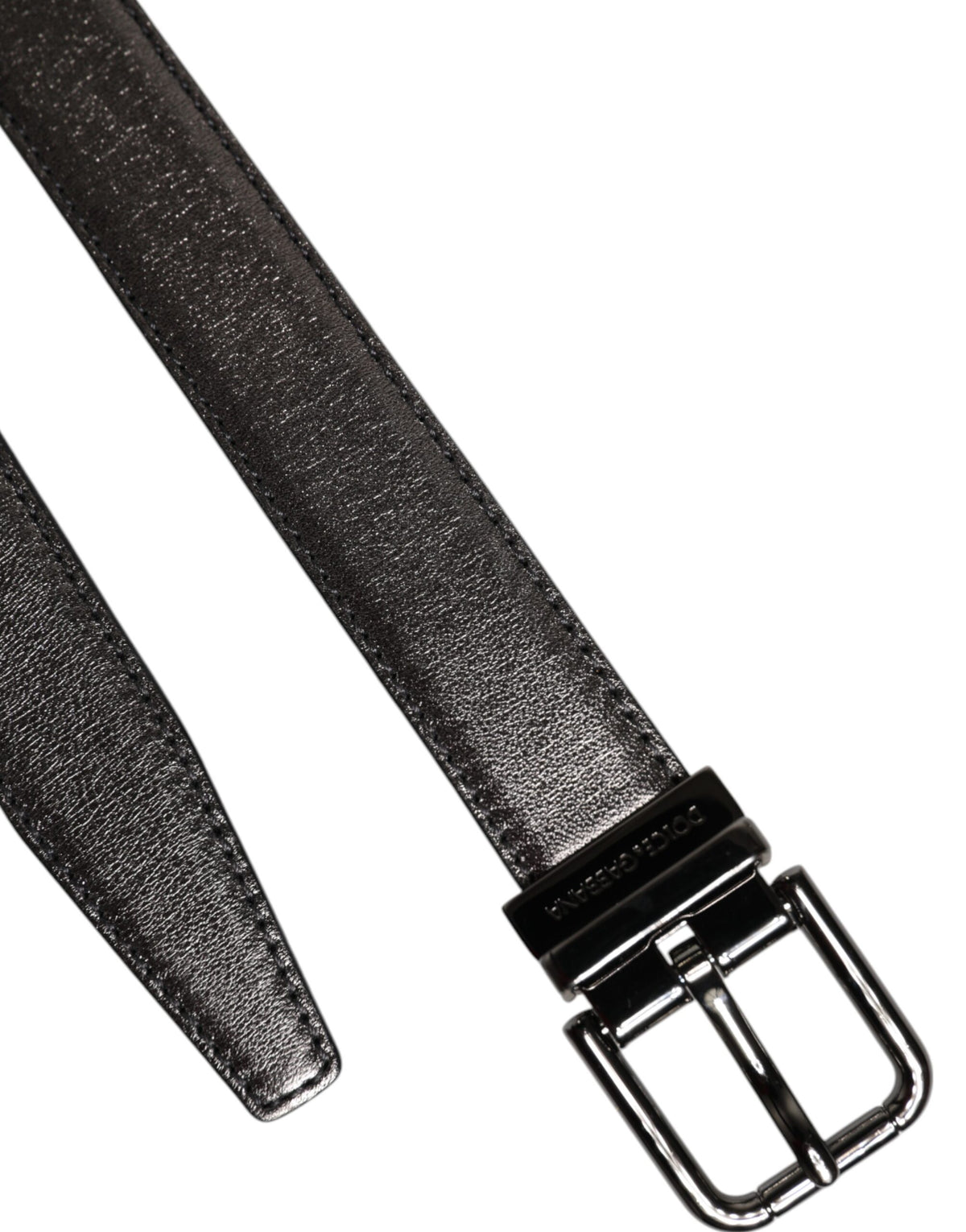 Ceinture classique en cuir noir Dolce &amp; Gabbana avec boucle en métal et logo
