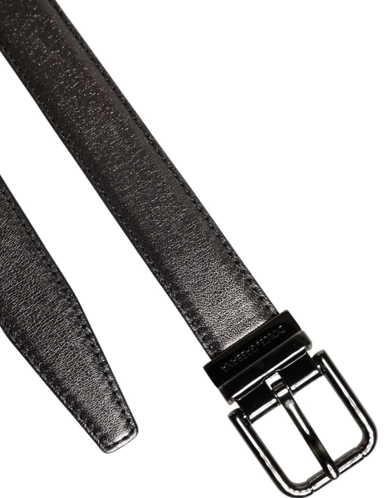 Ceinture classique en cuir noir Dolce &amp; Gabbana avec boucle en métal et logo