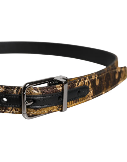 Dolce & Gabbana Multicolor Jacquard Leren Logo Gesp Riem