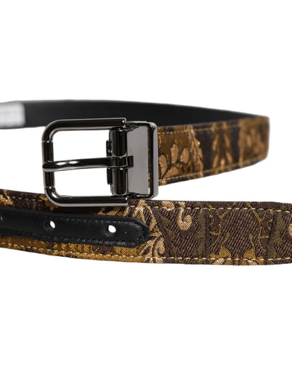 Dolce & Gabbana Multicolor Jacquard Leren Logo Gesp Riem