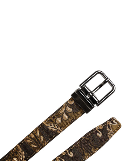 Dolce & Gabbana Multicolor Jacquard Leren Logo Gesp Riem