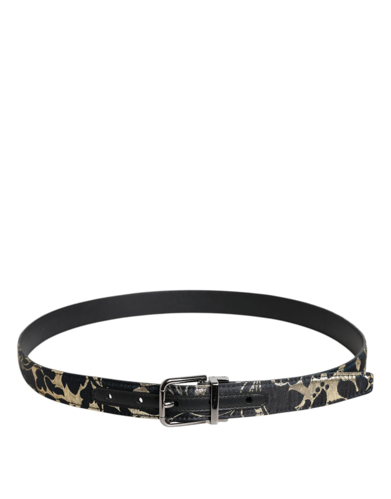 Ceinture à boucle logo en cuir jacquard multicolore Dolce &amp; Gabbana