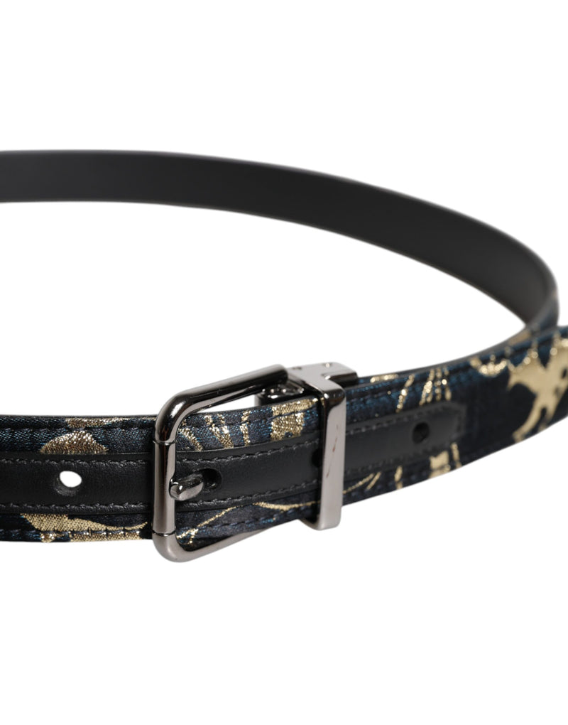 Ceinture à boucle logo en cuir jacquard multicolore Dolce &amp; Gabbana