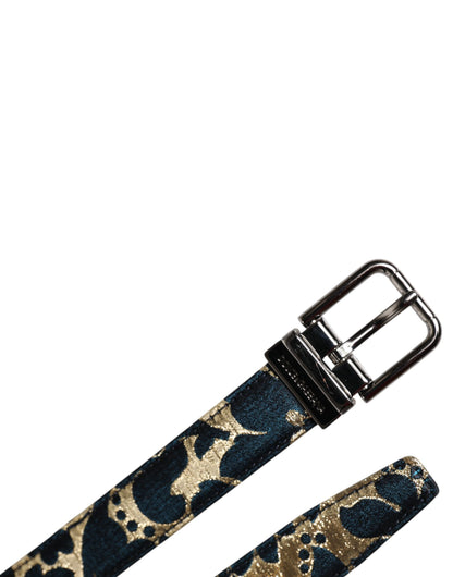 Dolce & Gabbana Multicolor Jacquard Leren Logo Gesp Riem