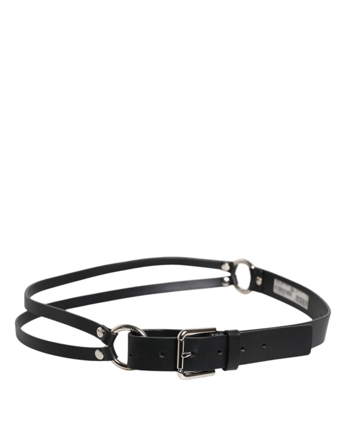 Ceinture classique en cuir noir Dolce &amp; Gabbana avec boucle en métal et logo