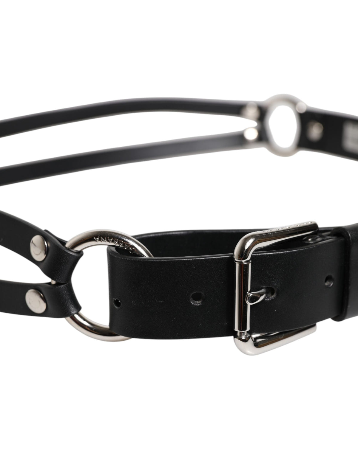 Ceinture classique en cuir noir Dolce &amp; Gabbana avec boucle en métal et logo
