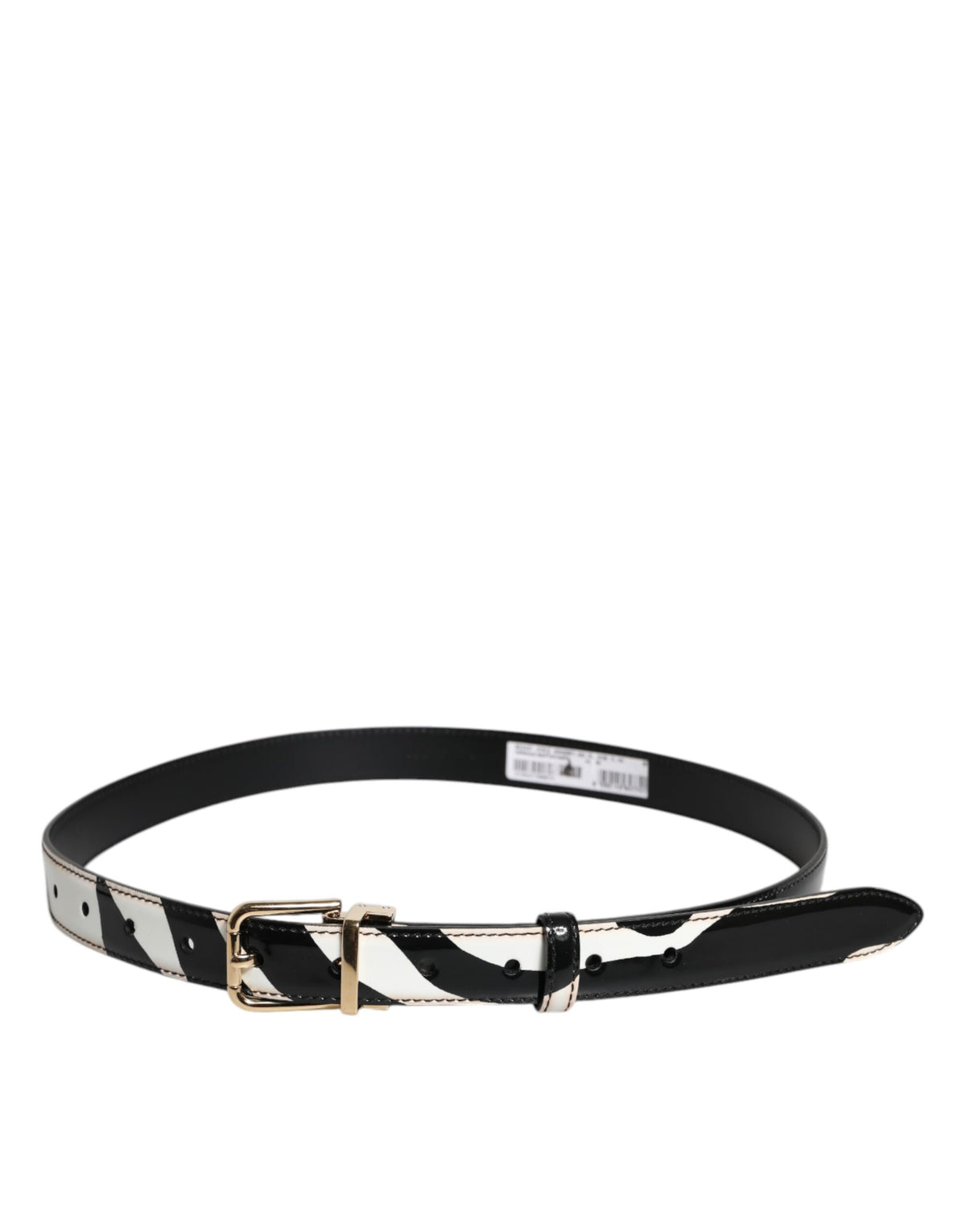 Ceinture Dolce &amp; Gabbana à boucle logo zèbre noir et blanc en métal doré