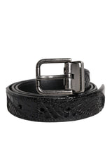 Ceinture Dolce &amp; Gabbana en cuir exotique noir avec boucle en métal et logo