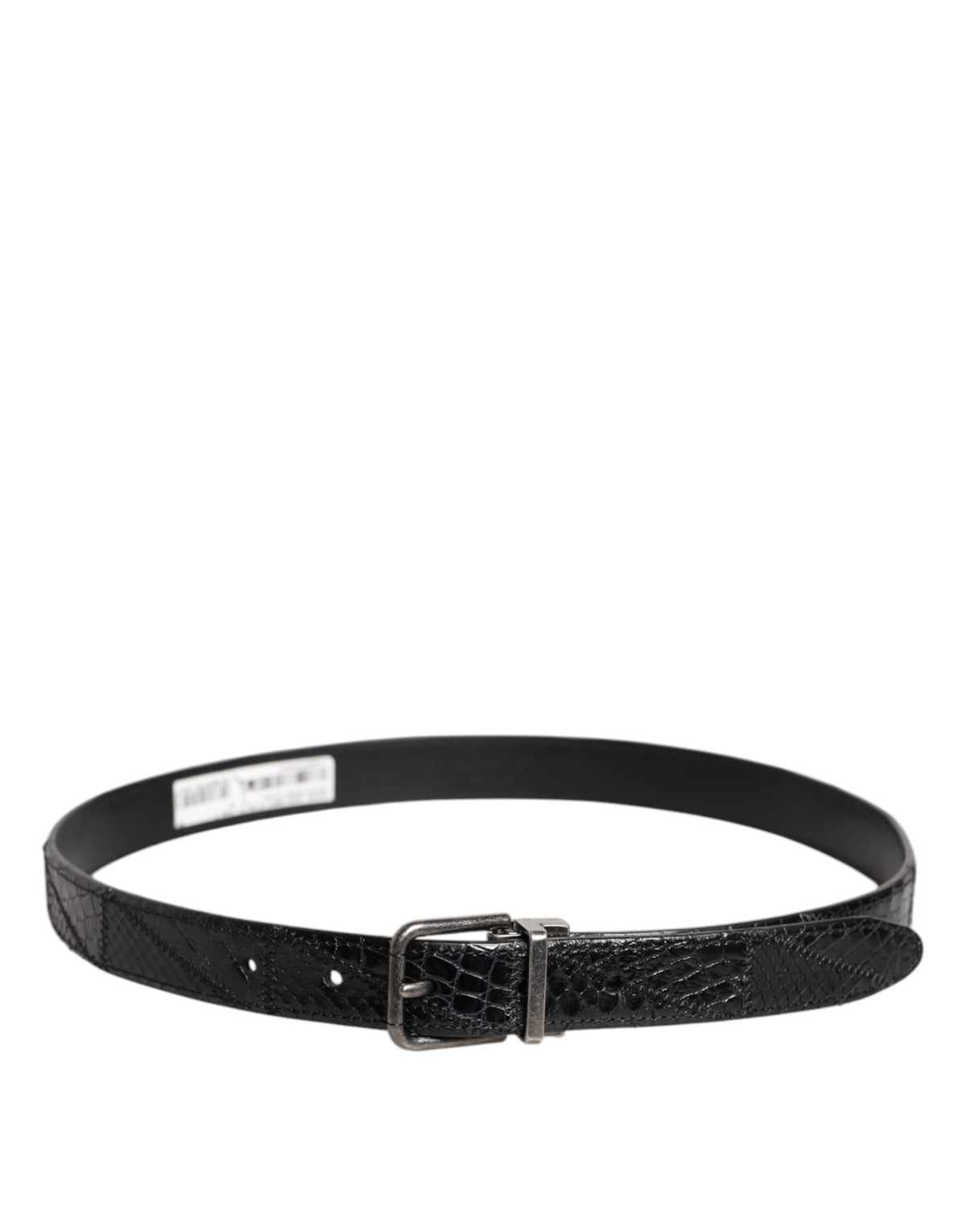 Ceinture Dolce &amp; Gabbana en cuir exotique noir avec boucle en métal et logo