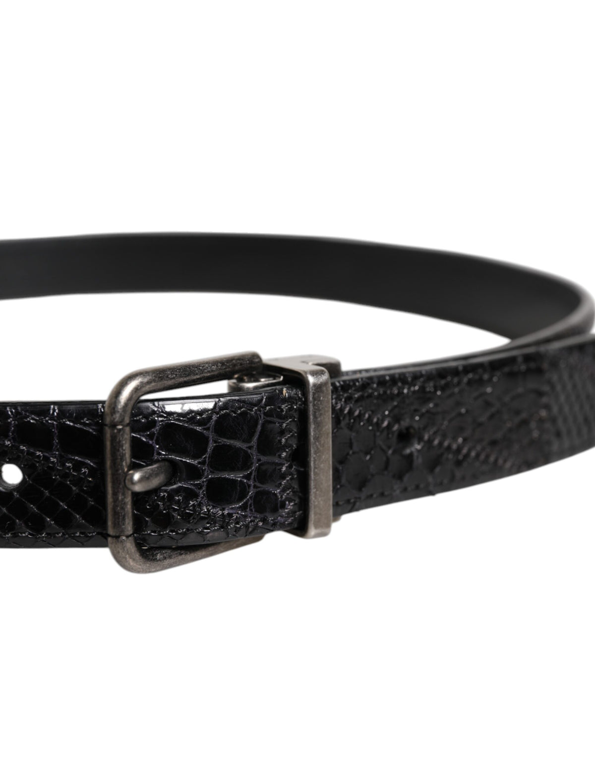 Ceinture Dolce &amp; Gabbana en cuir exotique noir avec boucle en métal et logo