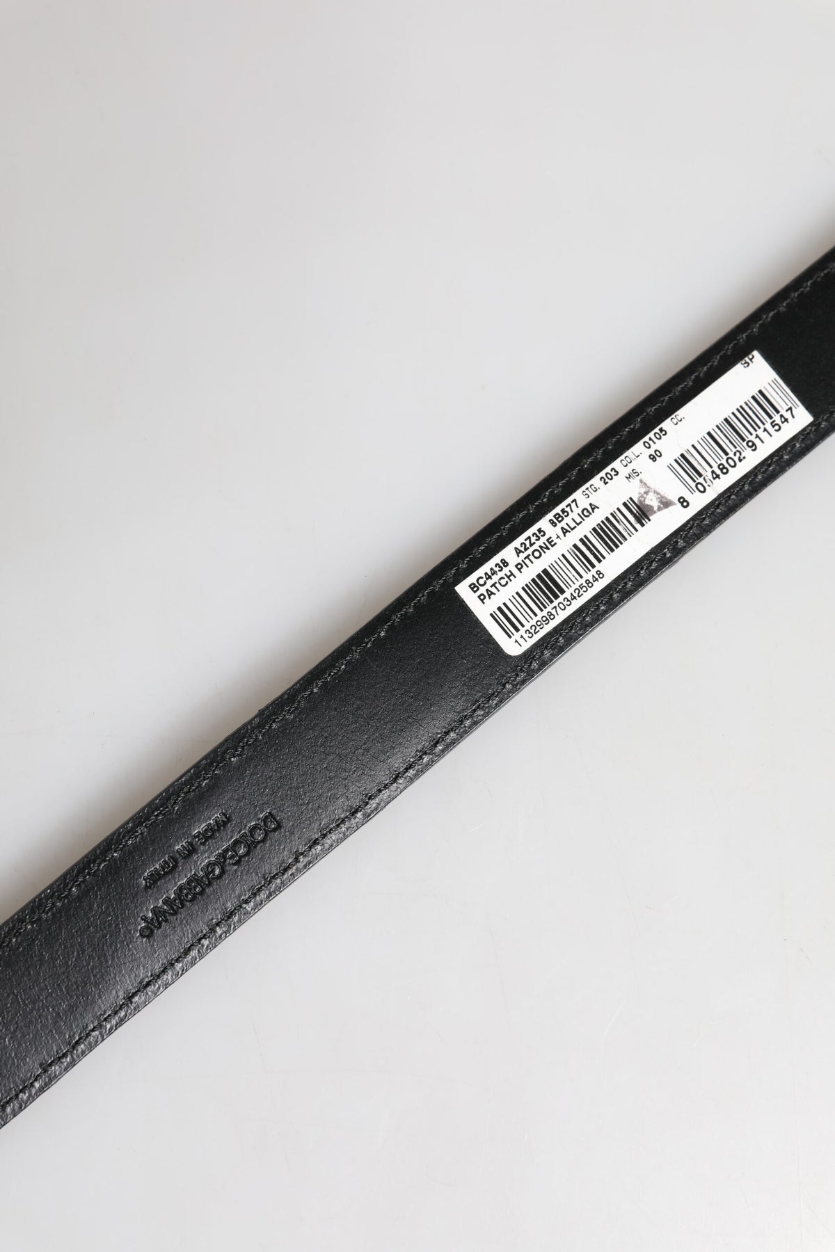 Ceinture Dolce &amp; Gabbana en cuir exotique noir avec boucle en métal et logo