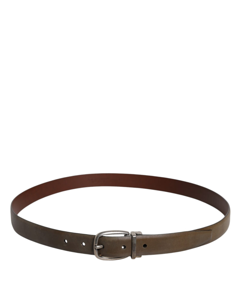 Dolce &amp; Gabbana Bruine Leren Klassieke Metalen Logo Gesp Riem