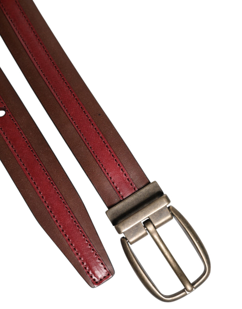 Dolce &amp; Gabbana Burgundy leren metalen logo gesp riem