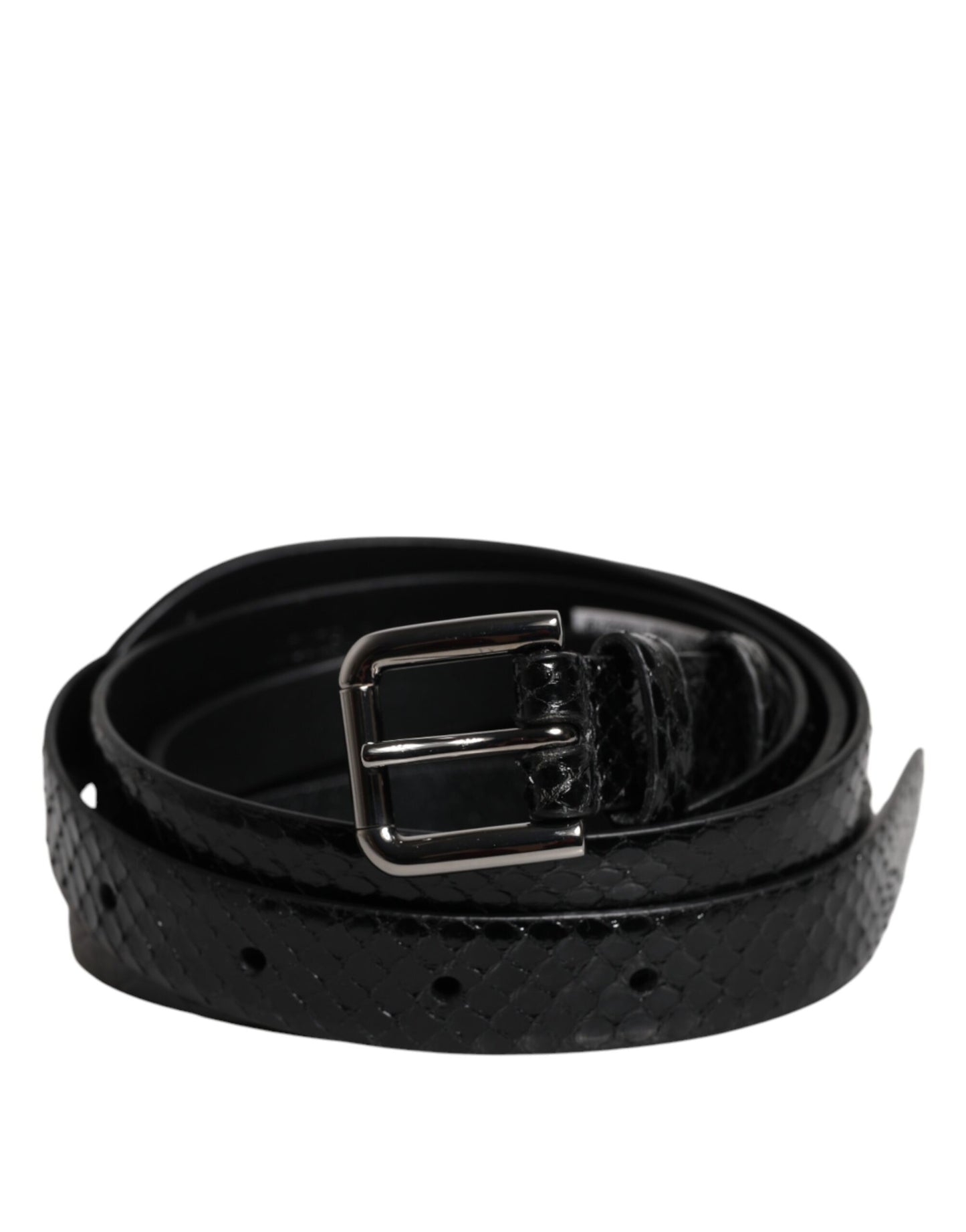 Ceinture classique en cuir noir Dolce &amp; Gabbana avec boucle en métal et logo