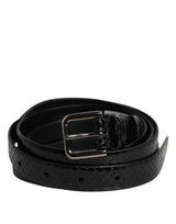 Ceinture classique en cuir noir Dolce &amp; Gabbana avec boucle en métal et logo